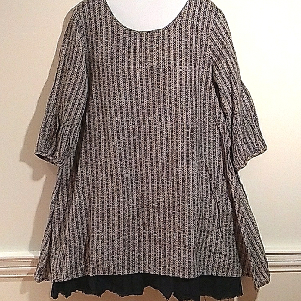 Vlas blomme blue print cotton dress
